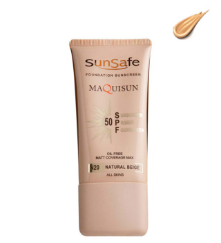 ضدآفتاب کرم پودری و پرایمری مکیسان SPF50 فاقد چربی بژ طبیعی سان سیف